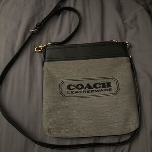 Coach Black and Gray Leatherware Messenger Bag